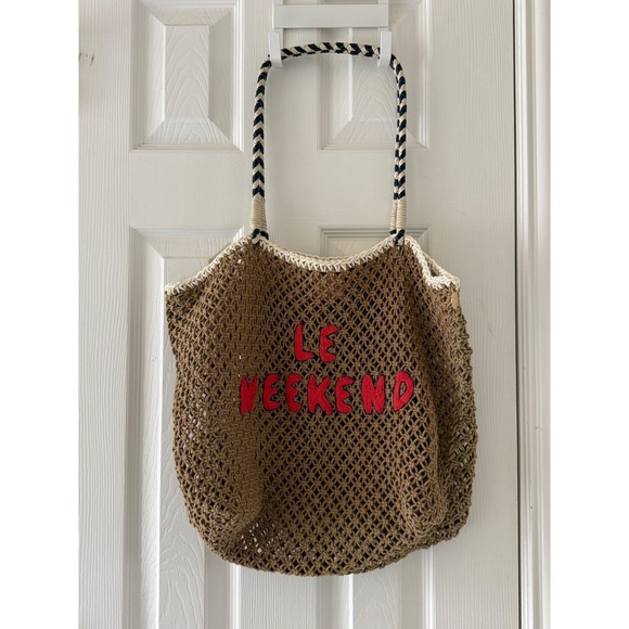 Clare V Le Weekend Straw Tote Woven Raffia Beach Market Bag France Chic - Picture 3 of 7